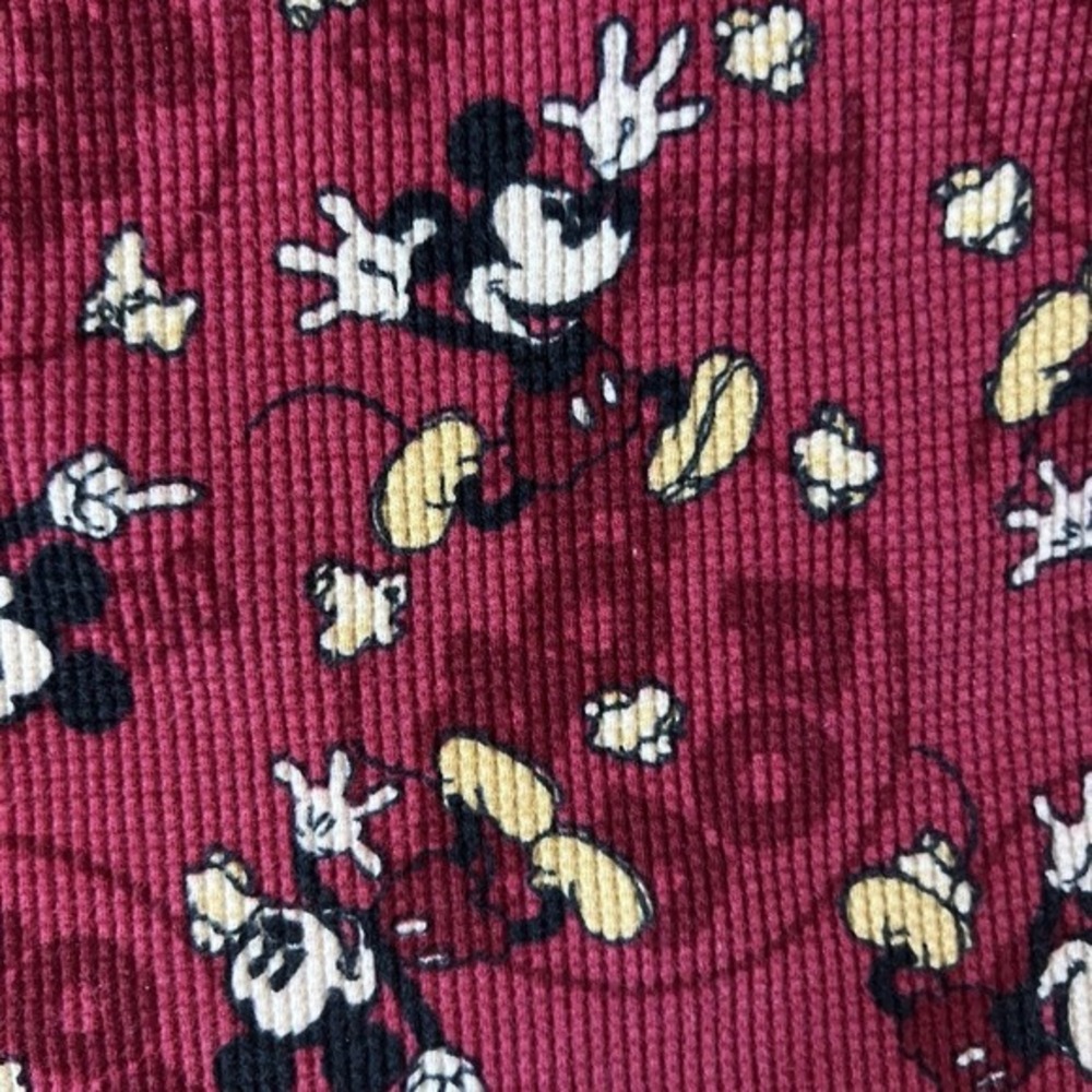 DISNEY Mickey Mouse Top Pajama Size XL Waffle Thermal Black Red Popcorn Top Only - Picture 6 of 6